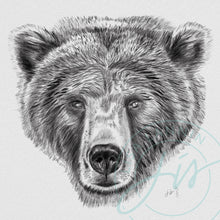 Load image into Gallery viewer, Bear face pencil portrait
