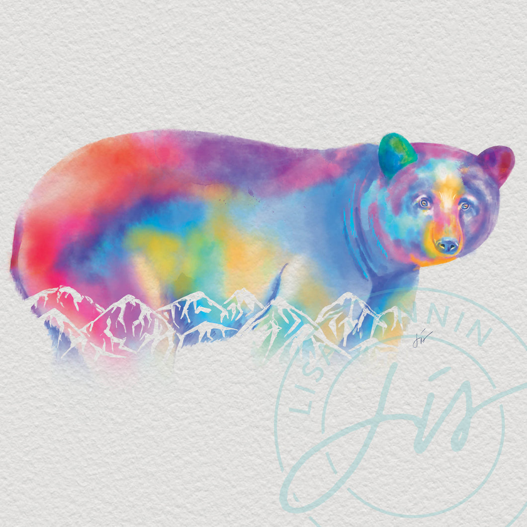 Multicolour Bear & Mountains Watercolour