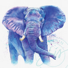 Load image into Gallery viewer, Blue Elephant watercolour painting
