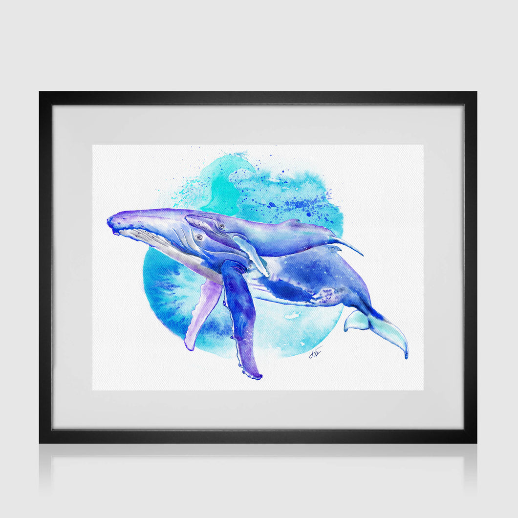 Humpback Whale & Baby Watercolour