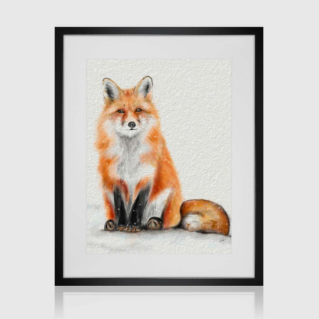 Red Fox in the Snow Watercolour