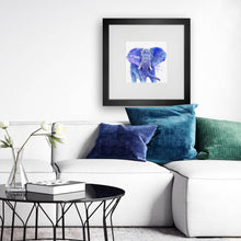 Load image into Gallery viewer, Blue Elephant watercolour painting
