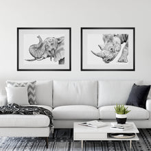 Load image into Gallery viewer, Elephant Profile Pencil Illustration
