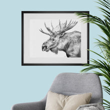 Load image into Gallery viewer, Moose Profile Pencil Illustration
