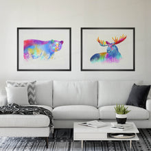 Load image into Gallery viewer, Multicolour Moose &amp; Trees Watercolour
