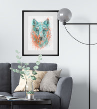 Load image into Gallery viewer, Wolf Watercolour Geometric
